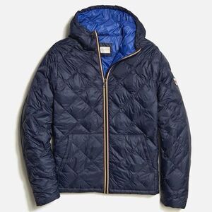 Marine Layer Men’s Midweight Quilted Down Jacket Hooded In Navy - XXL